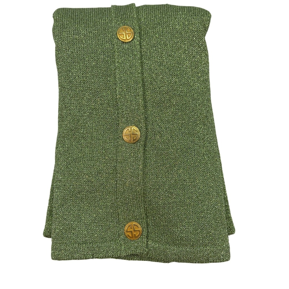 Steven Stolman‎ Green Metallic Lurex Cardigan Gold Button Medium USA Vintage - Picture 9 of 9